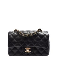 Chanel Classic Flap Caviar Black Crossbody Bag 20Cm
