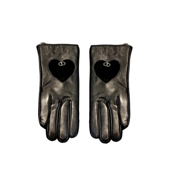 Dior Leather Gloves With Cd Logo And Heart In Black