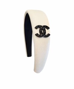 Chanel Cc Leather Headband White