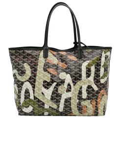 Goyard St. Louis Camouflage Goyardine Lettres Bag Black 38Cm