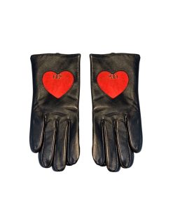 Dior Leather Gloves With Cd Logo And Heart In Red