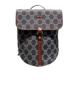 Celine Macadam Backpack Denim Canvas Navy Blue 34Cm