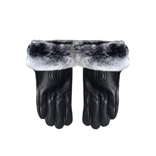 Dior Leather Gloves With Fur In Black