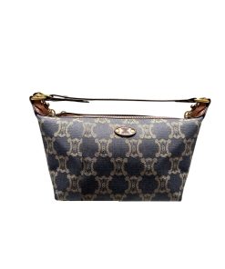 Celine Macadam Vintage Denim Shoulder Bag Blue 19Cm