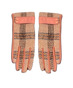 Chanel Leather Striped Wool Gloves In Pink