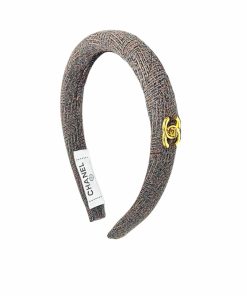 Chanel Small Cc Tweed Headband With Gold Hardware Multicolor