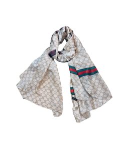 Gucci Gg Neutral Hosebit Silk Scarf Beige 90Cm