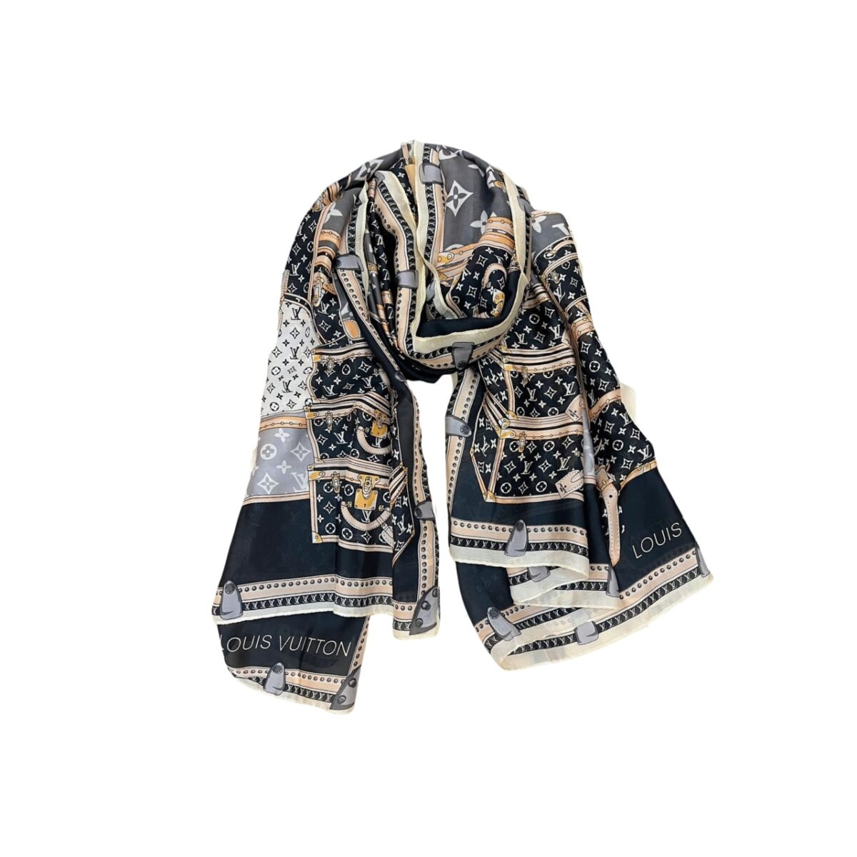 Louis Vuitton Lv Monogram Scarf Black 90Cm - Image 1