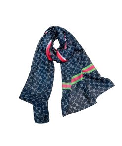 Gucci Gg Neutral Hosebit Silk Scarf Black 90Cm