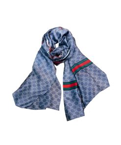 Gucci Gg Neutral Hosebit Silk Scarf Blue 90Cm