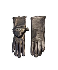 Prada Nappa Leather Gloves With Pouch Black