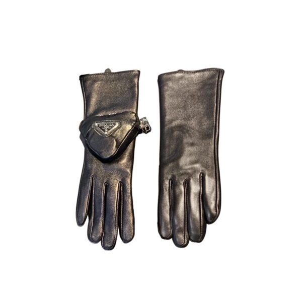 Prada Nappa Leather Gloves With Pouch Black