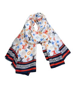 Louis Vuitton Colorful Monogram Scarf White 180Cm