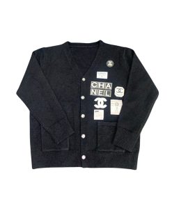 Chanel Knit Cardigan Cc Buttons And Multi Sticker In Black