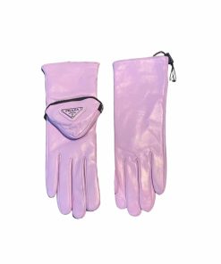 Prada Nappa Leather Gloves With Pouch Purple