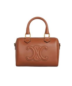 Celine Small Triomphe Leather Boston Bag In Smooth Calfskin Toasted 19Cm 113773Du3 04Lu