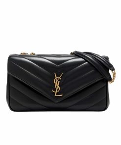 Saint Laurent Loulou Medium Chain Bag Black 29Cm 801439Aaeax1000