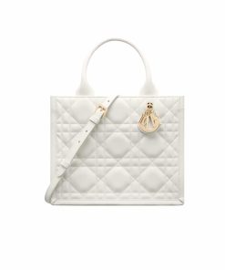 Dior Small Book Tote Macrocannage Calfskin Latte 26Cm M1325Owhp M030