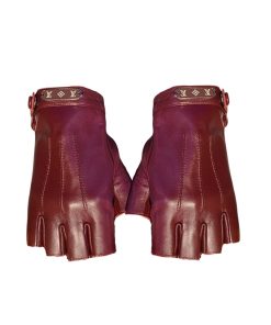 Louis Vuitton Leather Gloves Monogram Hardware In Dark Crimson