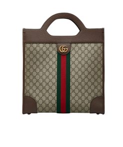 Gucci Gg Supreme Ophidia Vertical Tote Brown 33Cm