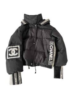 Chanel Winter Jacket Women'S Dutik Cc Logo Embroidered In Black