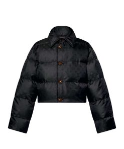 Louis Vuitton Cropped Monogram Puffer Jacket Black 1Afuir