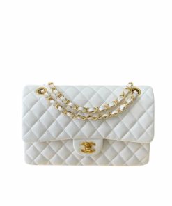 Chanel Classic Medium Handbag White 25Cm A01112