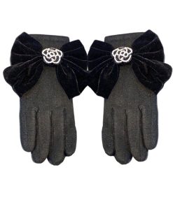 Chanel Camellia Embossed Gloves Black