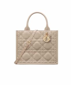 Dior Small Book Tote Macrocannage Calfskin Powder Beige 26Cm M1325Owhp M51U