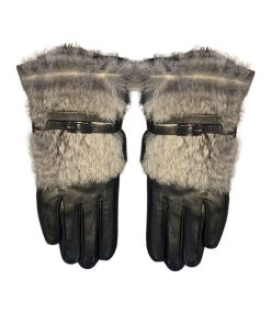 Chanel Gloves Fur With Straps In Black