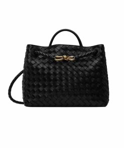 Bottega Veneta Andiamo Intrecciato Leather Top Handle Bag Black 33Cm 766014Vcpp11139
