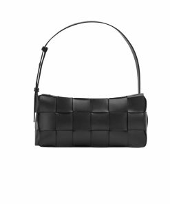 Bottega Veneta Brick Cassette Intreccio Leather Shoulder Bag Black 28Cm 709360Vmay18425