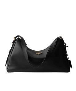 Prada Aim?e Large Leather Shoulder Bag Black 39Cm 1Bc228 2Cys F0002 V Lvm
