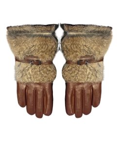 Chanel Gloves Fur With Straps In Brown