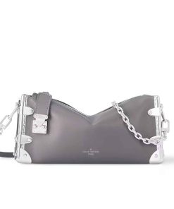 Louis Vuitton Slim Trunk Bag Calfskin Gris Trianon 23Cm M12596