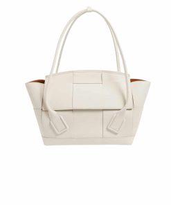 Bottega Veneta Arco Handbag Intrecciato Leather In White 20Cm