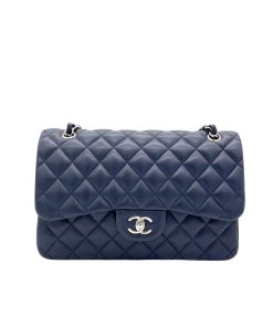 Chanel Medium Caviar Double Flap 30Cm Navy Blue A01113