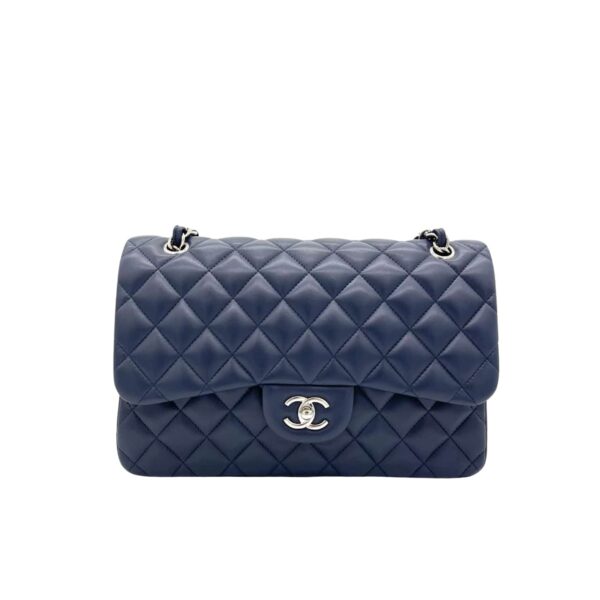 Chanel Medium Caviar Double Flap 30Cm Navy Blue A01113