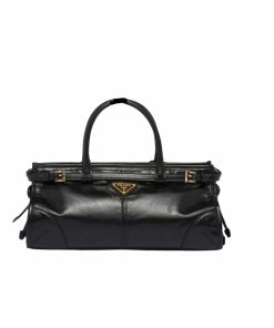 Prada Medium Leather Handbag Black 32Cm 1Ba426 2Cyr F0002 V Moo