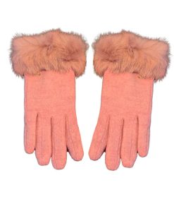Chanel Cc Logo Gloves With Fur In Pink
