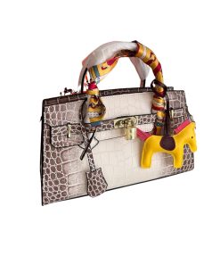 Hermes Birkin 30 Crocodile Gold Hardware Himalaya White 30Cm