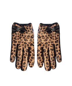 Chanel Leather Gloves Leopard Printed