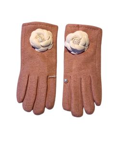Chanel Gloves With Camellia And Pearl In Pink