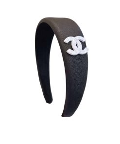 Chanel Cc Leather Headband Black