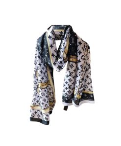 Louis Vuitton Monogram Patterned Silk Scarf Yellow 180Cm