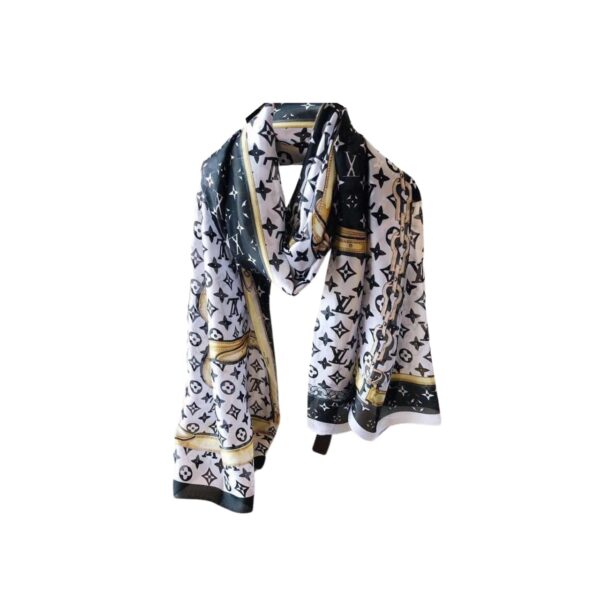 Louis Vuitton Monogram Patterned Silk Scarf Yellow 180Cm
