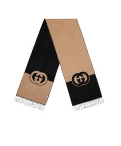 Gucci Wool Cashmere Scarf With Interlocking G Brown 715497 3Gb02 4978