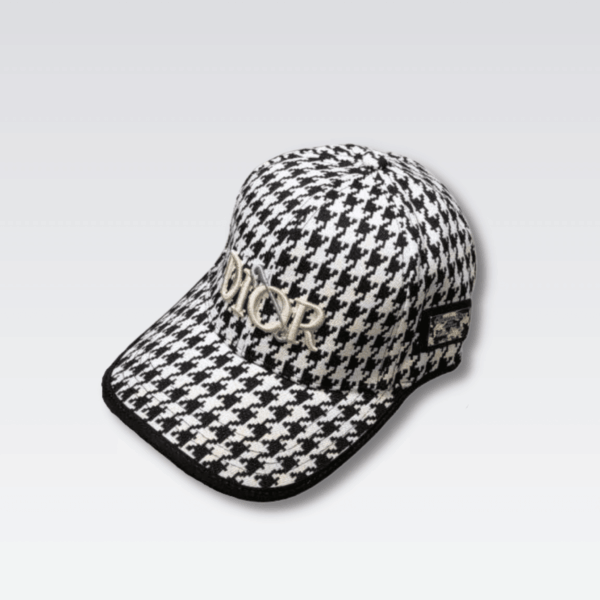 Dior Houndstooth Baseball Cap Black