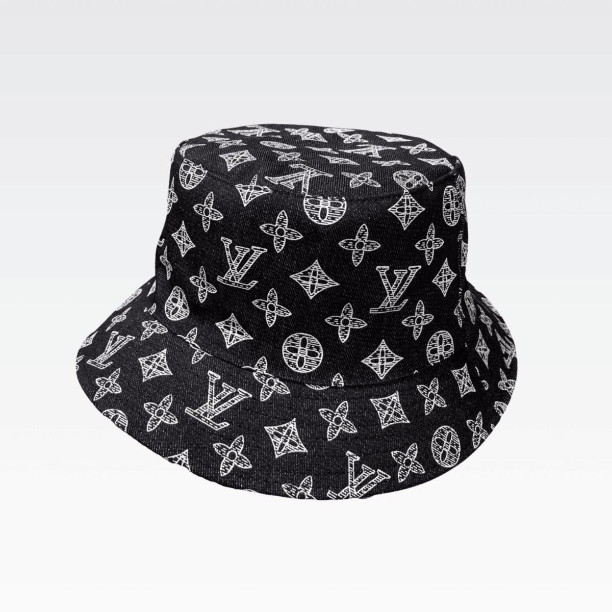 Louis Vuitton Monogram Jacquard Denim Bucket Hat Black - Image 1