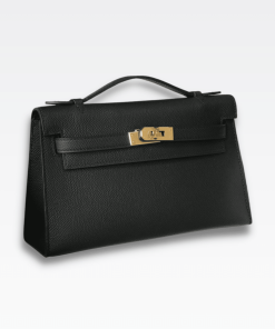 Hermes Mini Kelly Pochette Gold Toned Hardware Black 22Cm